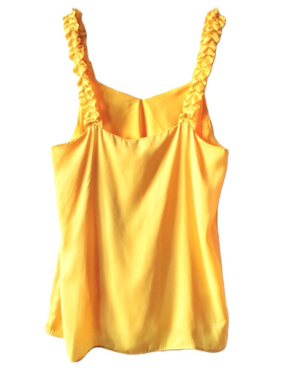 NEW Yellow Gold Silk Tank Blouse Ruffled Shoulders Fully Lined Size Medium NWT - Picture 10 of 13